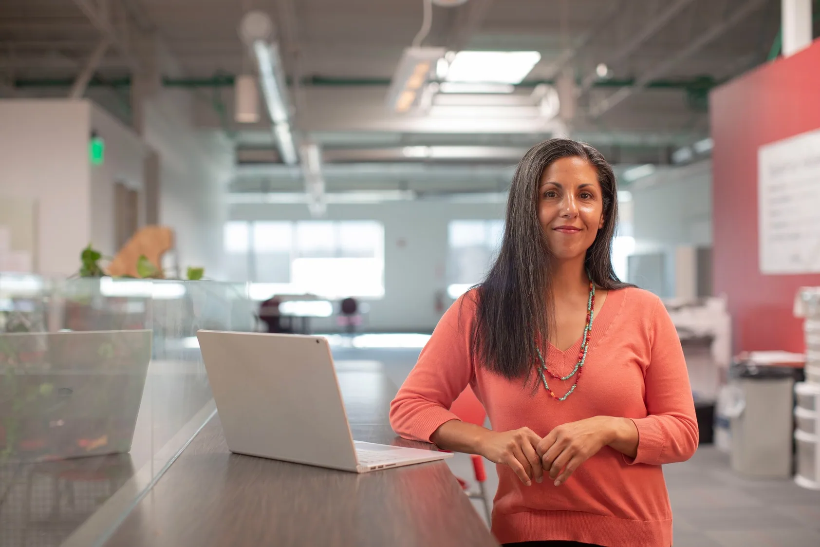 An advisor presenting to a colleague across a meeting table